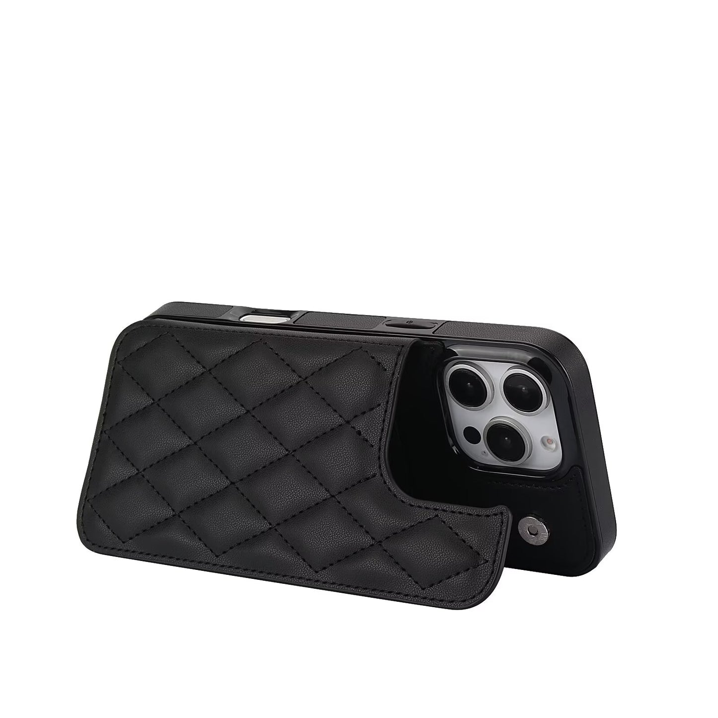 Quilted Leather RFID Blocking Wallet Case For iPhone 17 16 15 14 13 12 8 7 Pro Max Flip Multi Card Slots Q33