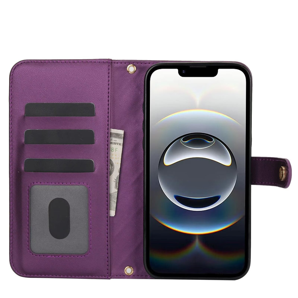 Quilted Leather Wallet Case For iPhone 17 16 15 14 13 12 11 8 7 Pro Max Crossbody Strap Wristlet Flip Folio Card Holder Kickstand Phone Case Q16 - QuiltedCases
