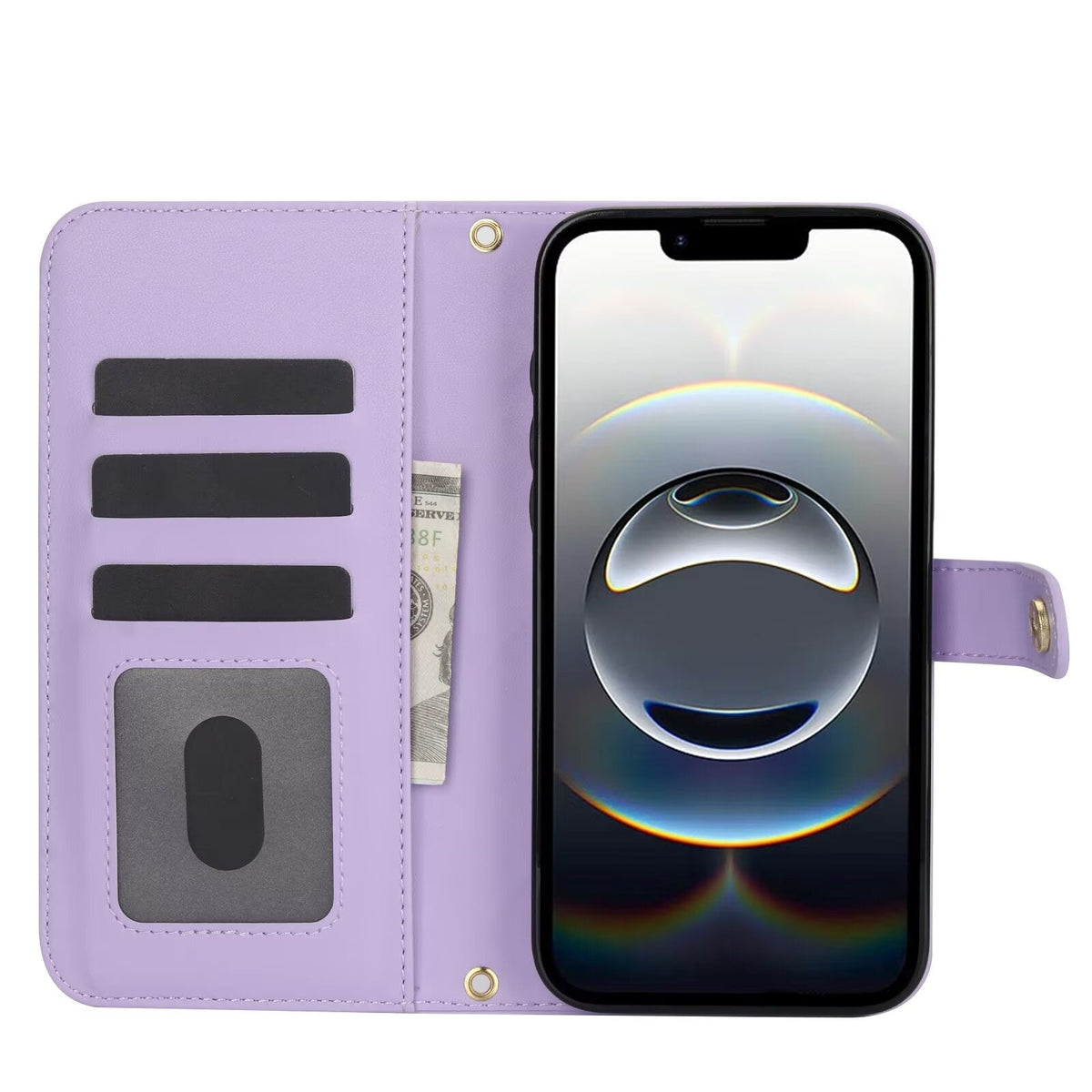 Quilted Leather Wallet Case For iPhone 17 16 15 14 13 12 11 8 7 Pro Max Crossbody Strap Wristlet Flip Folio Card Holder Kickstand Phone Case Q17 - QuiltedCases