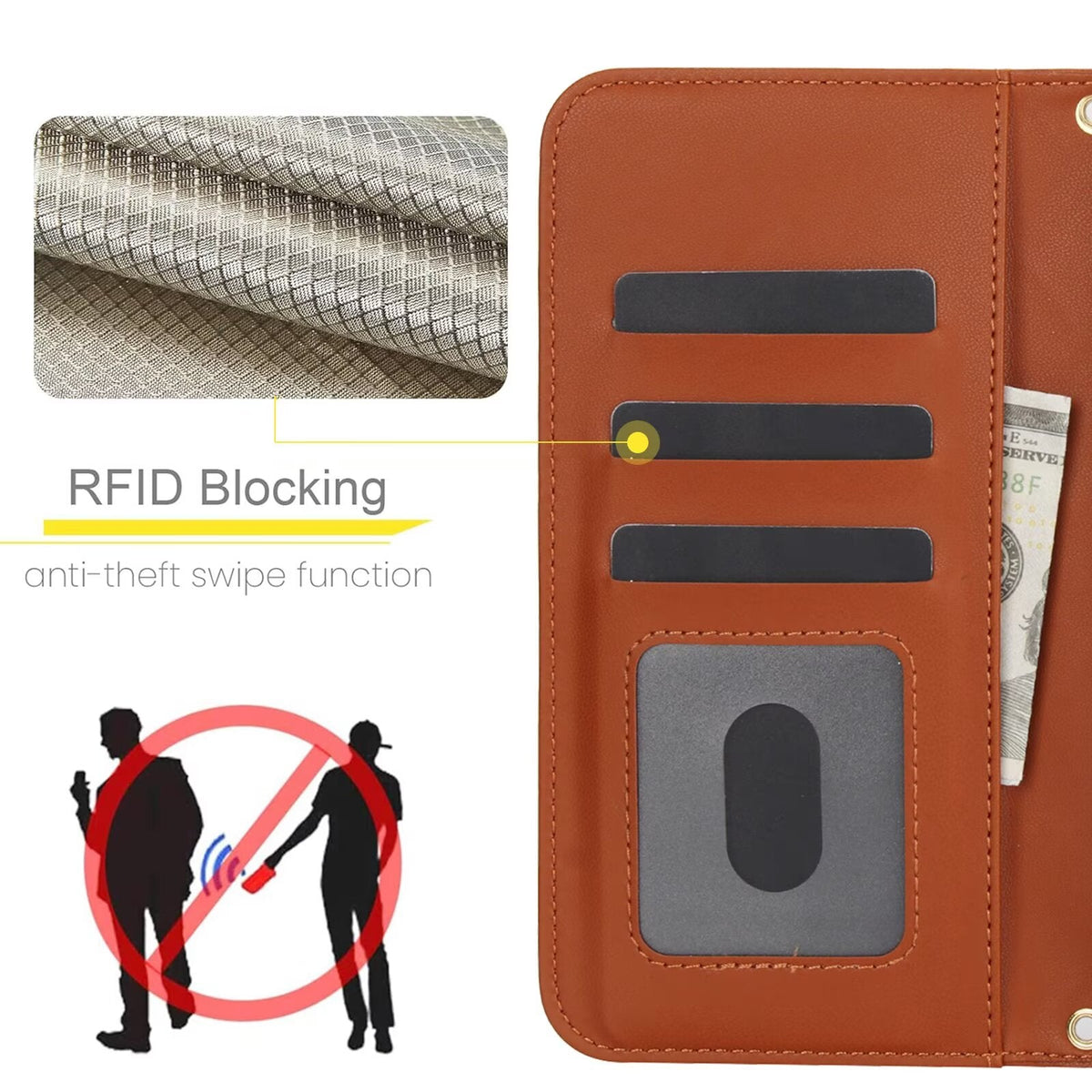 Quilted Leather Wallet Case For iPhone 17 16 15 14 13 12 11 8 7 Pro Max Crossbody Strap Wristlet Flip Folio Card Holder Kickstand Phone Case Q19 - QuiltedCases