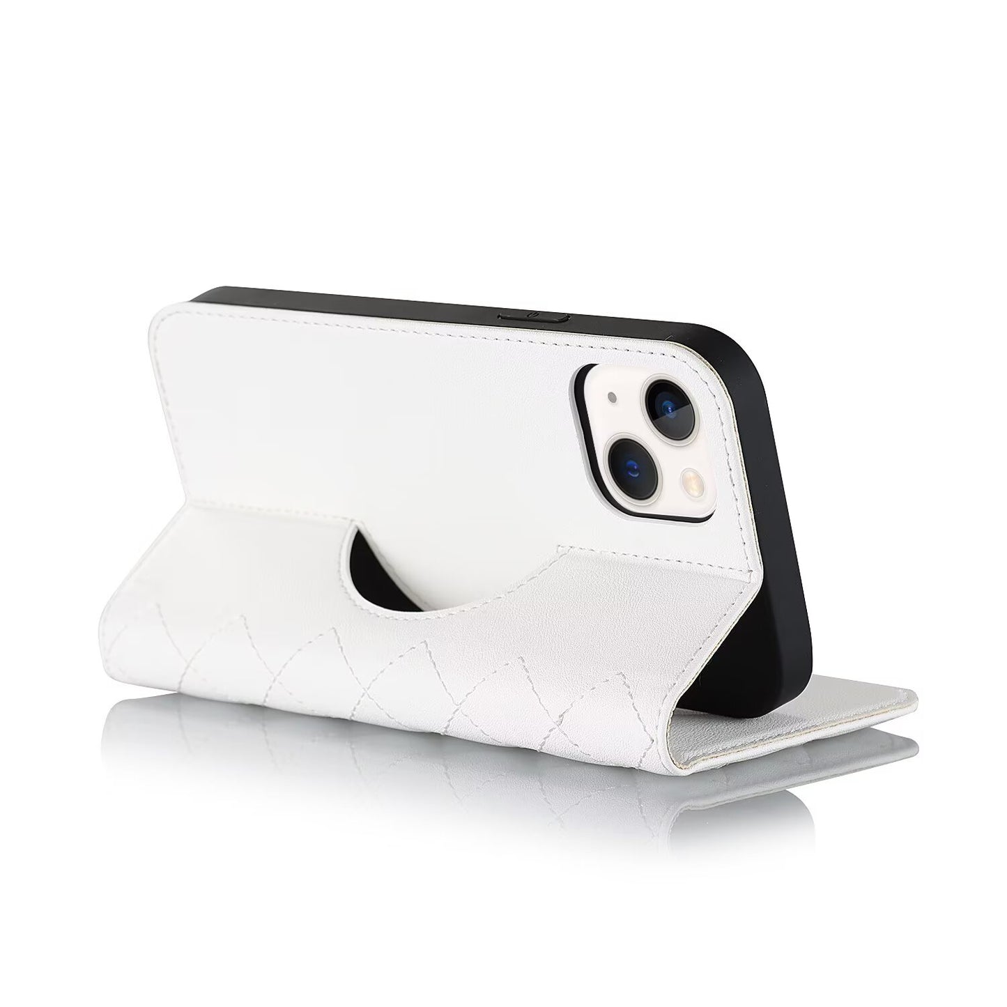 Quilted Leather MagSafe Wallet Case For iPhone 17 16 15 14 13 12 Pro Max Flip Card Slots Kickstand Wireless Charging Cover Q27
