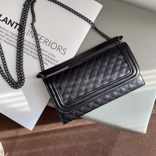 Quilted Crossbody Leather Wallet Case For iPhone 17 16 15 14 13 12 11 Pro Max Detachable Chain & Card Slots Q52 - QuiltedCases