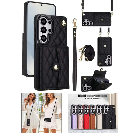 Quilted Leather Crossbody Wallet Case | Samsung Galaxy S & A Series RFID Card Holder Q56 - QuiltedCases