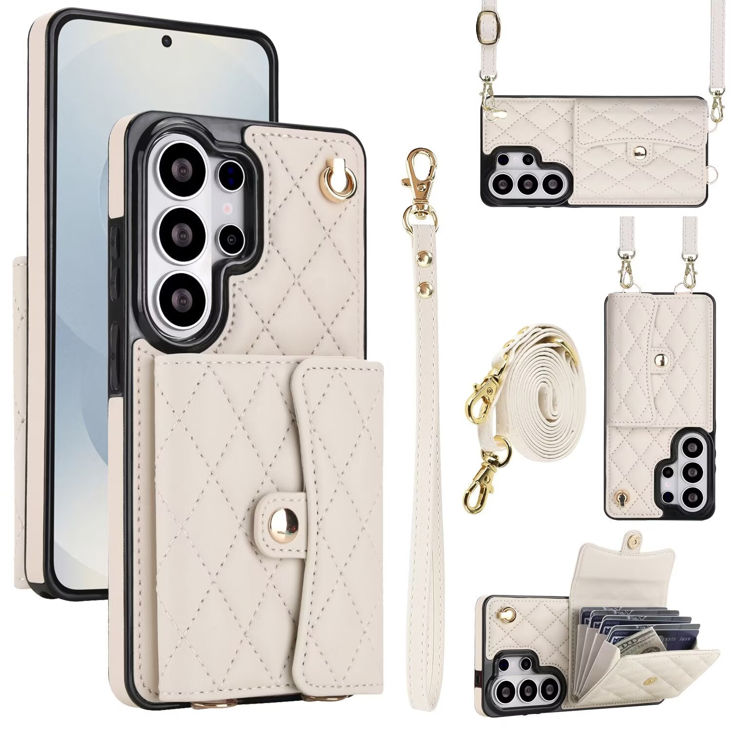 Quilted Leather Crossbody Wallet Case | Samsung Galaxy S & A Series RFID Card Holder Q56 - QuiltedCases