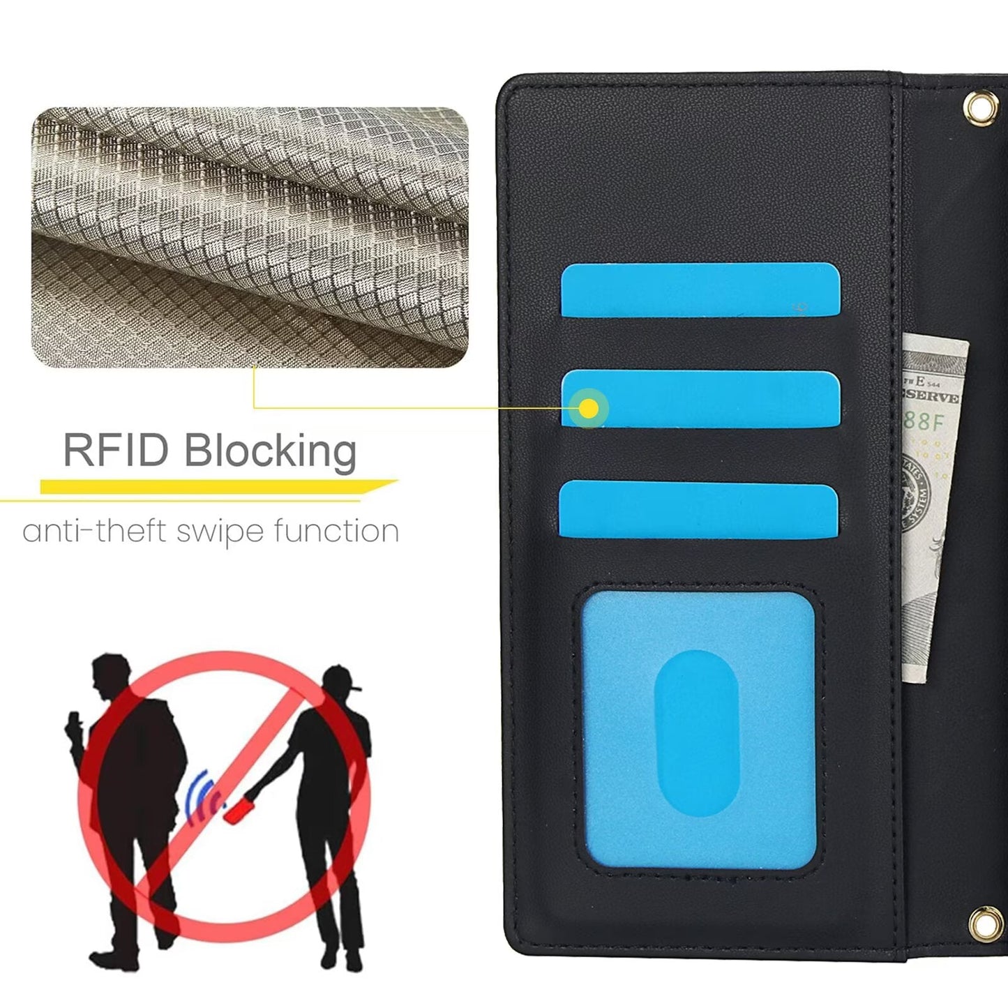 Quilted Leather Crossbody Wallet Case | Samsung Galaxy S & A Series RFID Card Holder Q57 - QuiltedCases