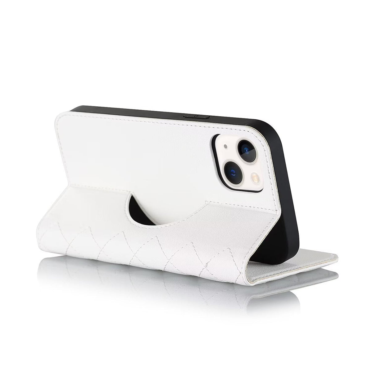 Quilted Leather MagSafe Wallet Case For iPhone 17 16 15 14 13 12 Pro Max Flip Card Slots Kickstand Wireless Charging Cover Q27 - QuiltedCases
