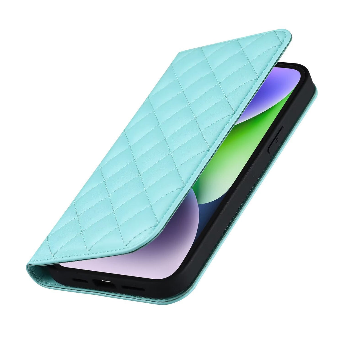 Quilted Leather MagSafe Wallet Case For iPhone 17 16 15 14 13 12 Pro Max Flip Card Slots Kickstand Wireless Charging Cover Q28 - QuiltedCases