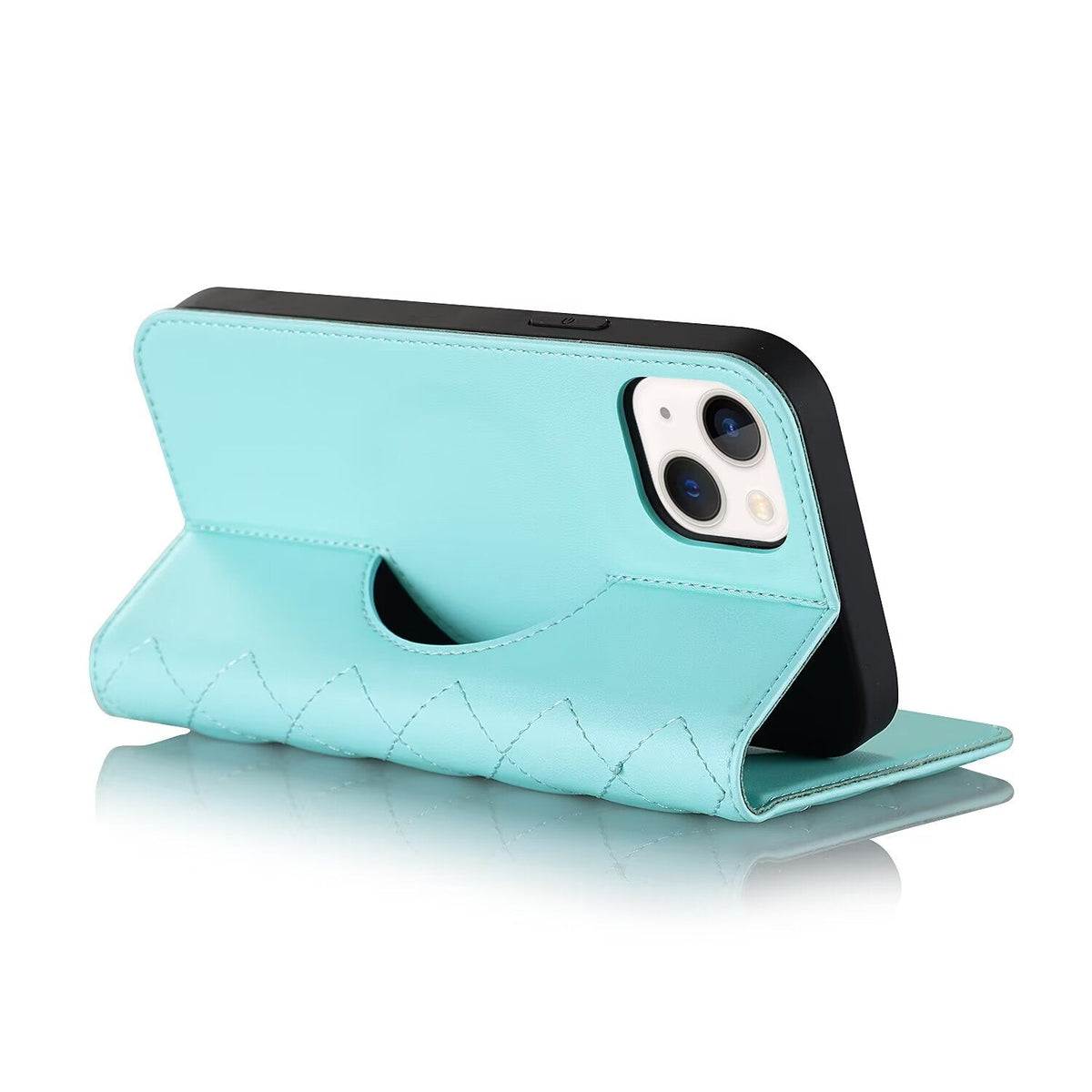 Quilted Leather MagSafe Wallet Case For iPhone 17 16 15 14 13 12 Pro Max Flip Card Slots Kickstand Wireless Charging Cover Q28 - QuiltedCases