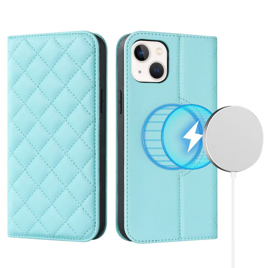 Quilted Leather MagSafe Wallet Case For iPhone 17 16 15 14 13 12 Pro Max Flip Card Slots Kickstand Wireless Charging Cover Q28 - QuiltedCases