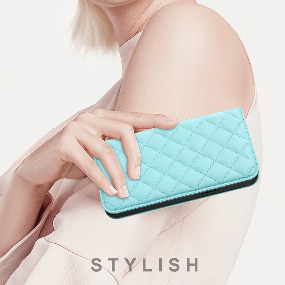 Quilted Leather MagSafe Wallet Case For iPhone 17 16 15 14 13 12 Pro Max Flip Card Slots Kickstand Wireless Charging Cover Q28 - QuiltedCases