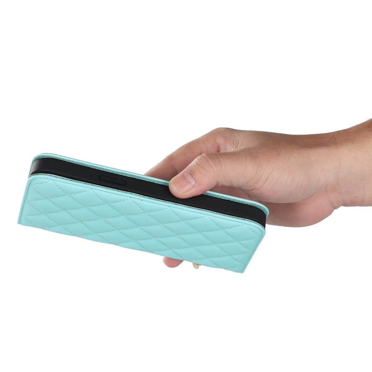 Quilted Leather MagSafe Wallet Case For iPhone 17 16 15 14 13 12 Pro Max Flip Card Slots Kickstand Wireless Charging Cover Q28 - QuiltedCases