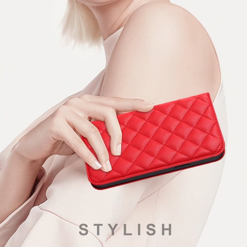 Quilted Leather MagSafe Wallet Case For iPhone 17 16 15 14 13 12 Pro Max Flip Card Slots Kickstand Wireless Charging Cover Q29 - QuiltedCases