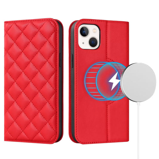 Quilted Leather MagSafe Wallet Case For iPhone 17 16 15 14 13 12 Pro Max Flip Card Slots Kickstand Wireless Charging Cover Q29 - QuiltedCases
