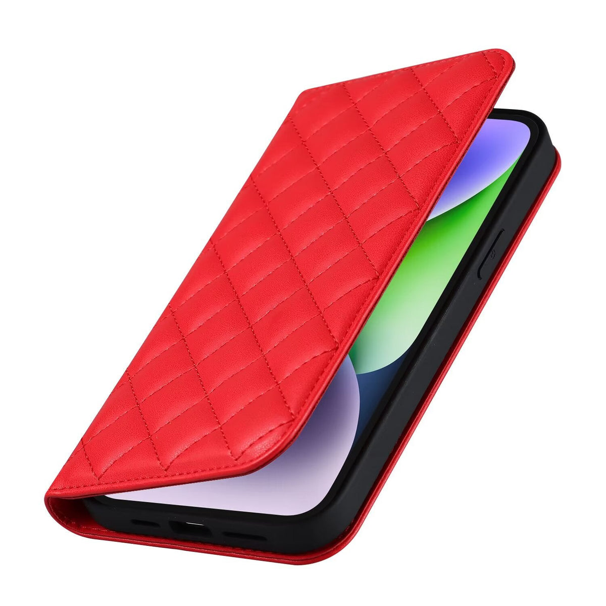 Quilted Leather MagSafe Wallet Case For iPhone 17 16 15 14 13 12 Pro Max Flip Card Slots Kickstand Wireless Charging Cover Q29 - QuiltedCases