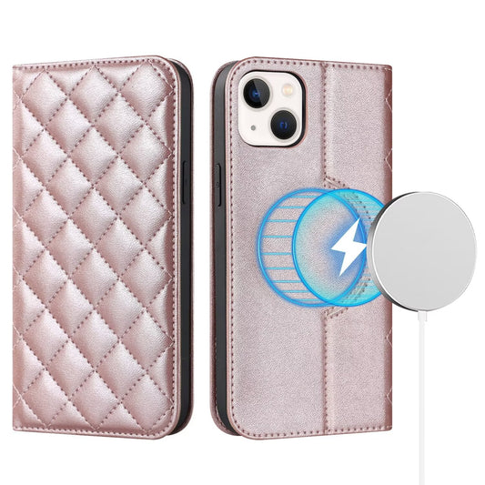 Quilted Leather MagSafe Wallet Case For iPhone 17 16 15 14 13 12 Pro Max Flip Card Slots Kickstand Wireless Charging Cover Q30 - QuiltedCases