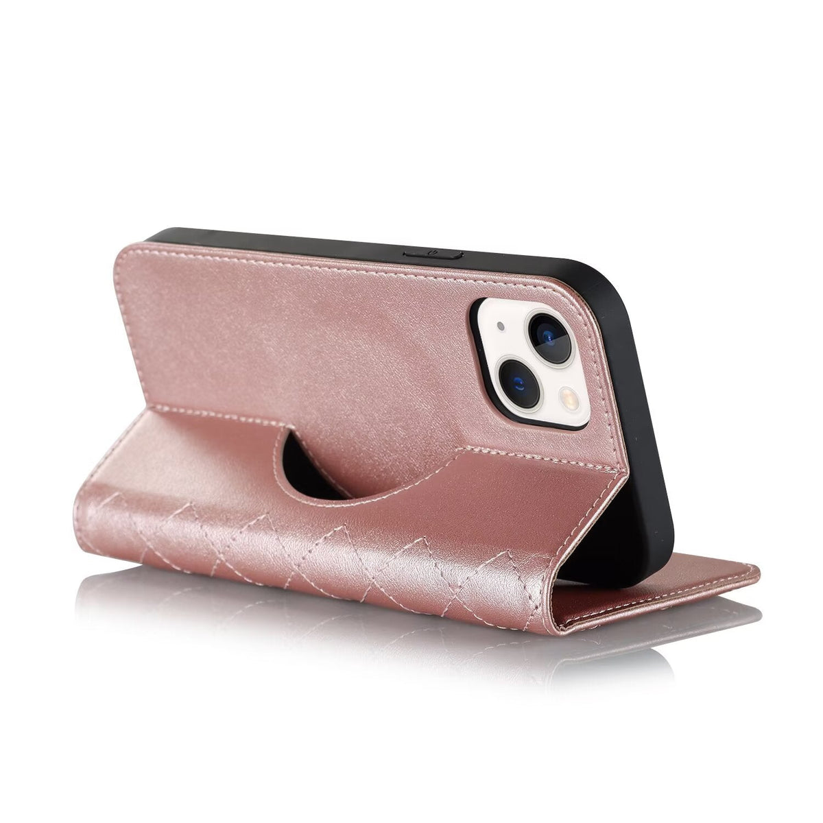 Quilted Leather MagSafe Wallet Case For iPhone 17 16 15 14 13 12 Pro Max Flip Card Slots Kickstand Wireless Charging Cover Q30 - QuiltedCases