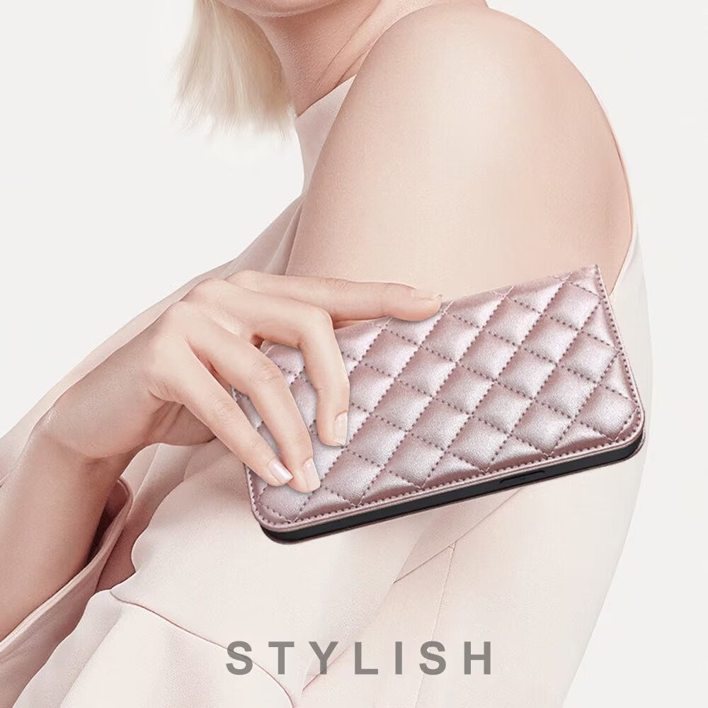 Quilted Leather MagSafe Wallet Case For iPhone 17 16 15 14 13 12 Pro Max Flip Card Slots Kickstand Wireless Charging Cover Q30 - QuiltedCases
