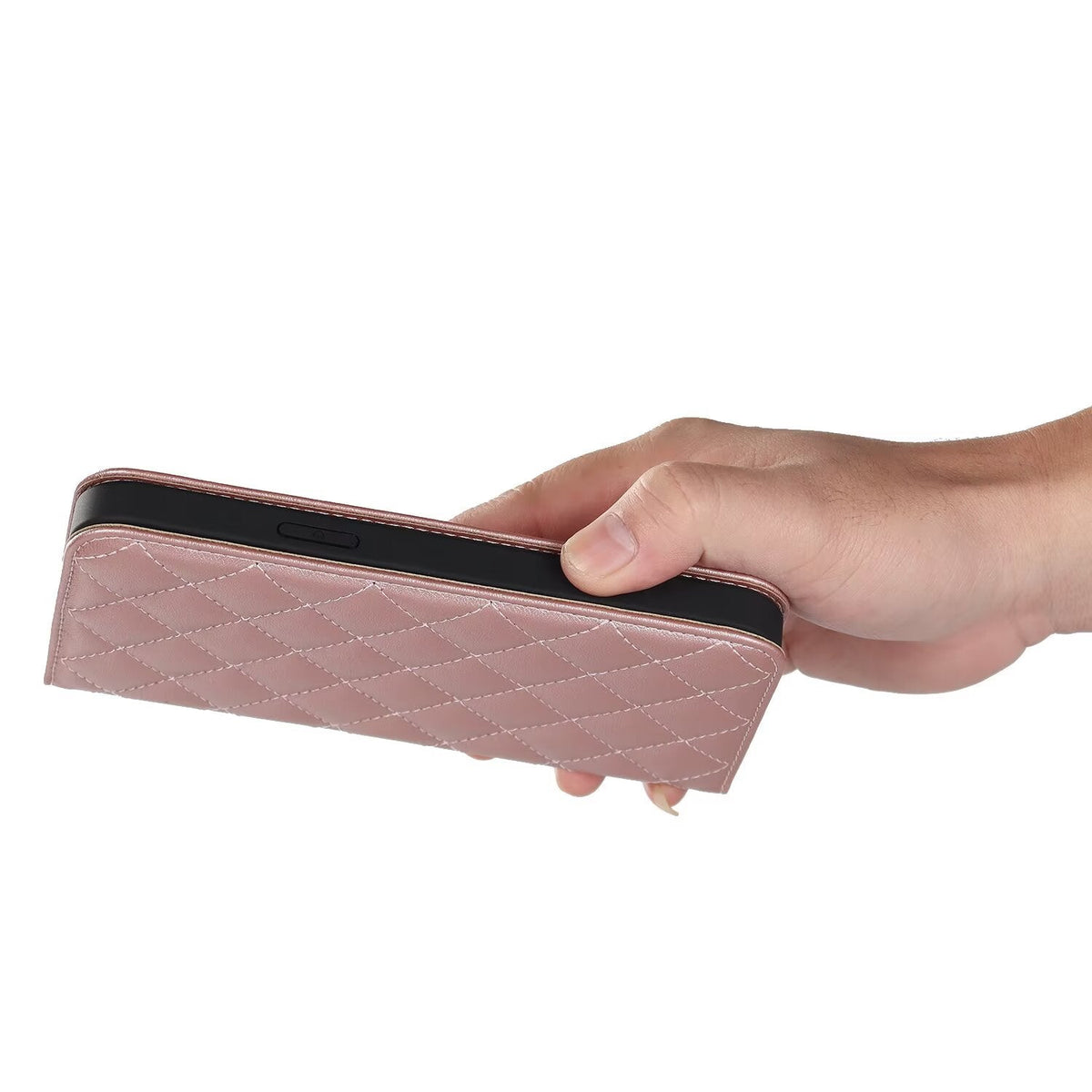 Quilted Leather MagSafe Wallet Case For iPhone 17 16 15 14 13 12 Pro Max Flip Card Slots Kickstand Wireless Charging Cover Q30 - QuiltedCases