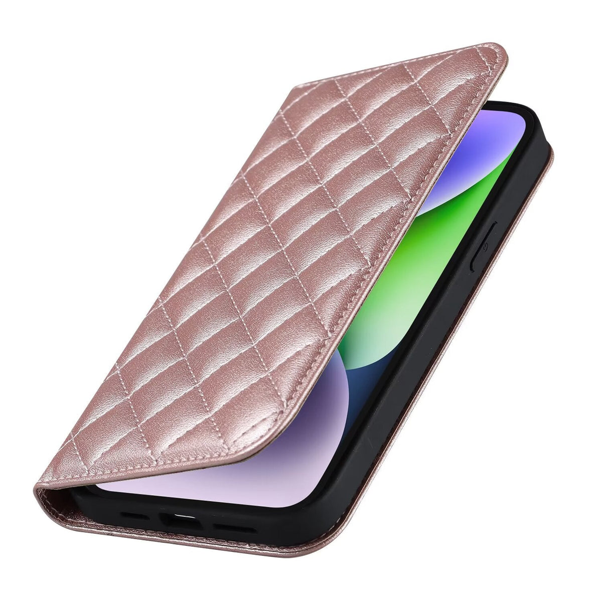 Quilted Leather MagSafe Wallet Case For iPhone 17 16 15 14 13 12 Pro Max Flip Card Slots Kickstand Wireless Charging Cover Q30 - QuiltedCases