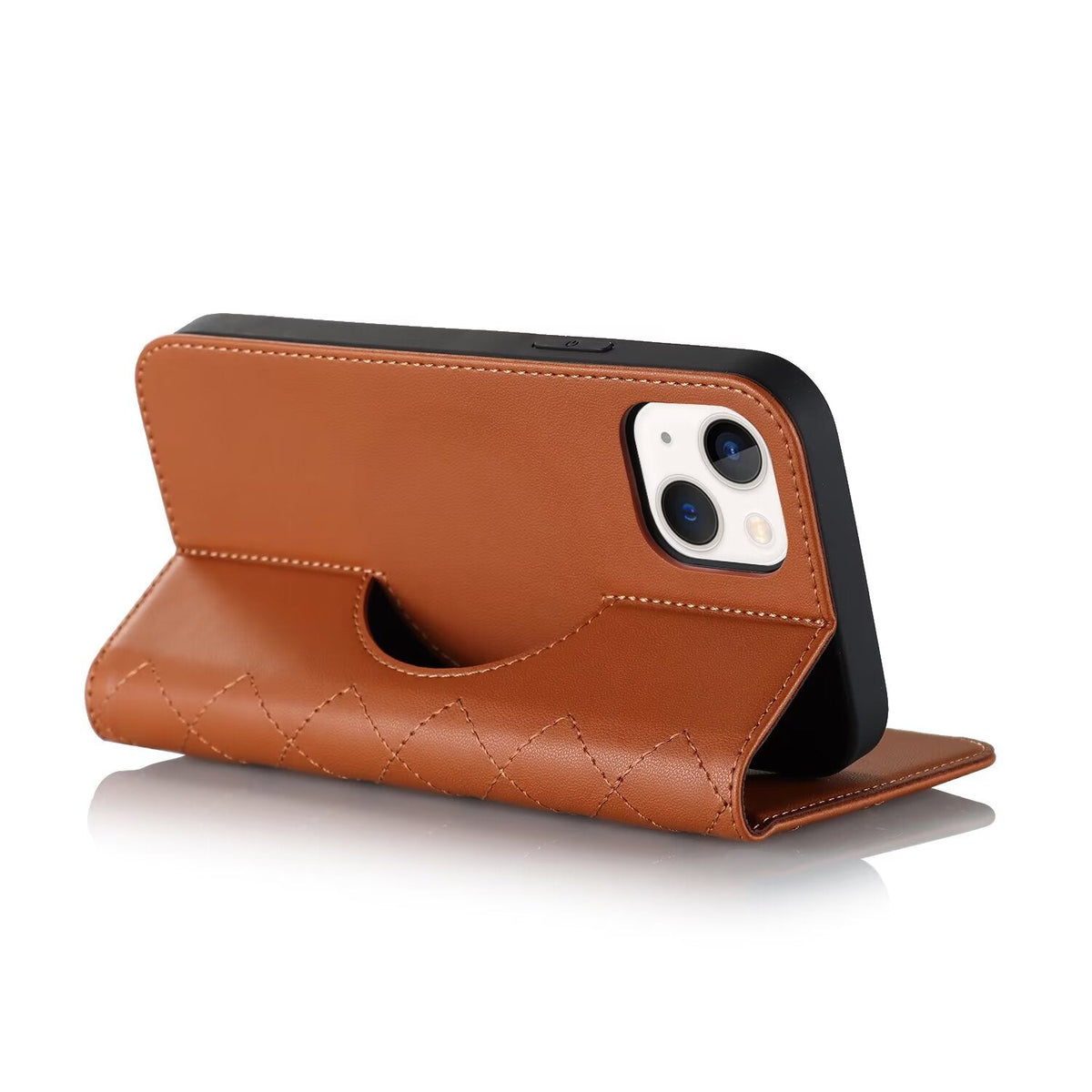 Quilted Leather MagSafe Wallet Case For iPhone 17 16 15 14 13 12 Pro Max Flip Card Slots Kickstand Wireless Charging Cover Q31 - QuiltedCases
