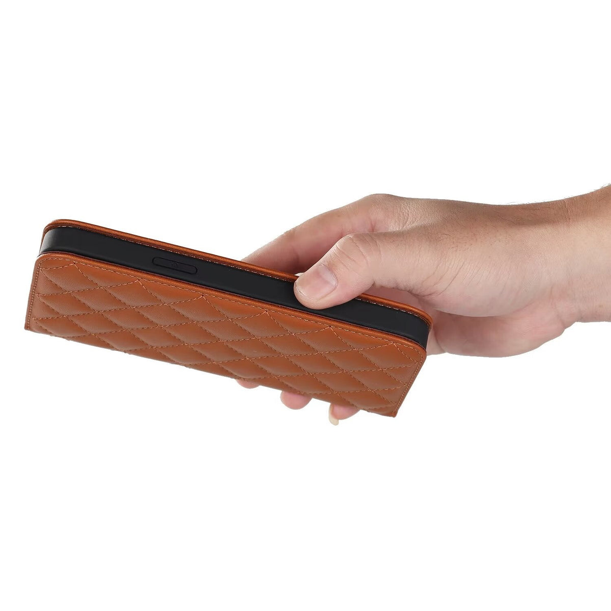 Quilted Leather MagSafe Wallet Case For iPhone 17 16 15 14 13 12 Pro Max Flip Card Slots Kickstand Wireless Charging Cover Q31 - QuiltedCases