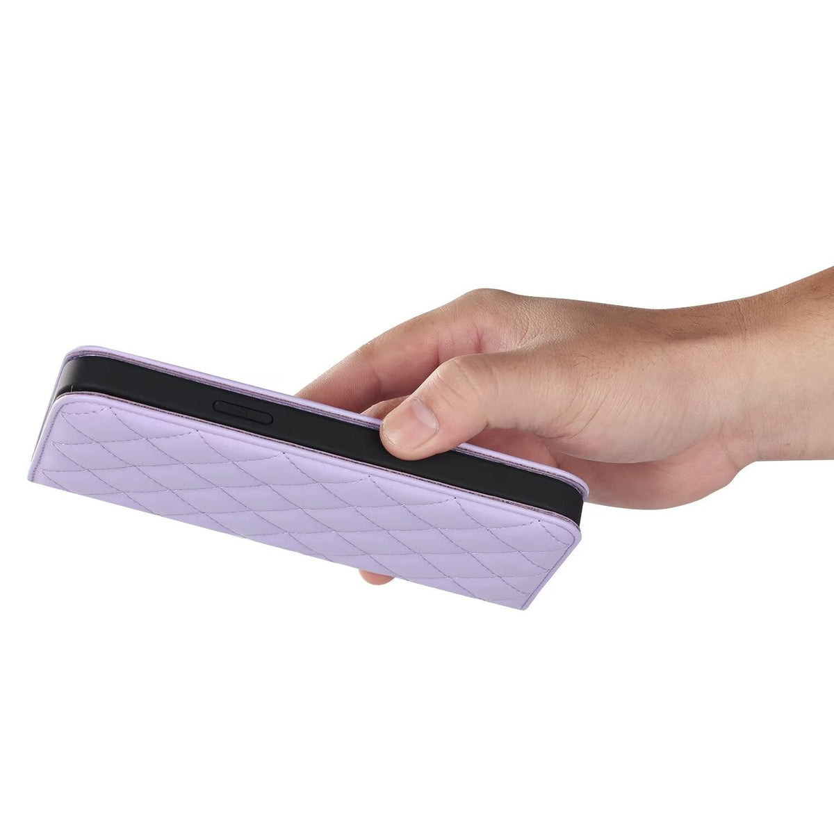 Quilted Leather MagSafe Wallet Case For iPhone 17 16 15 14 13 12 Pro Max Flip Card Slots Kickstand Wireless Charging Cover Q32 - QuiltedCases