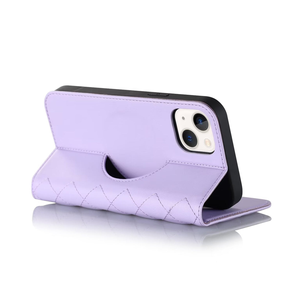 Quilted Leather MagSafe Wallet Case For iPhone 17 16 15 14 13 12 Pro Max Flip Card Slots Kickstand Wireless Charging Cover Q32 - QuiltedCases