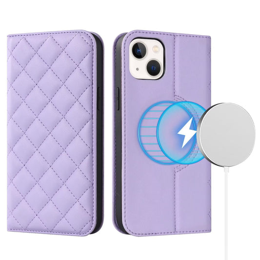 Quilted Leather MagSafe Wallet Case For iPhone 17 16 15 14 13 12 Pro Max Flip Card Slots Kickstand Wireless Charging Cover Q32 - QuiltedCases