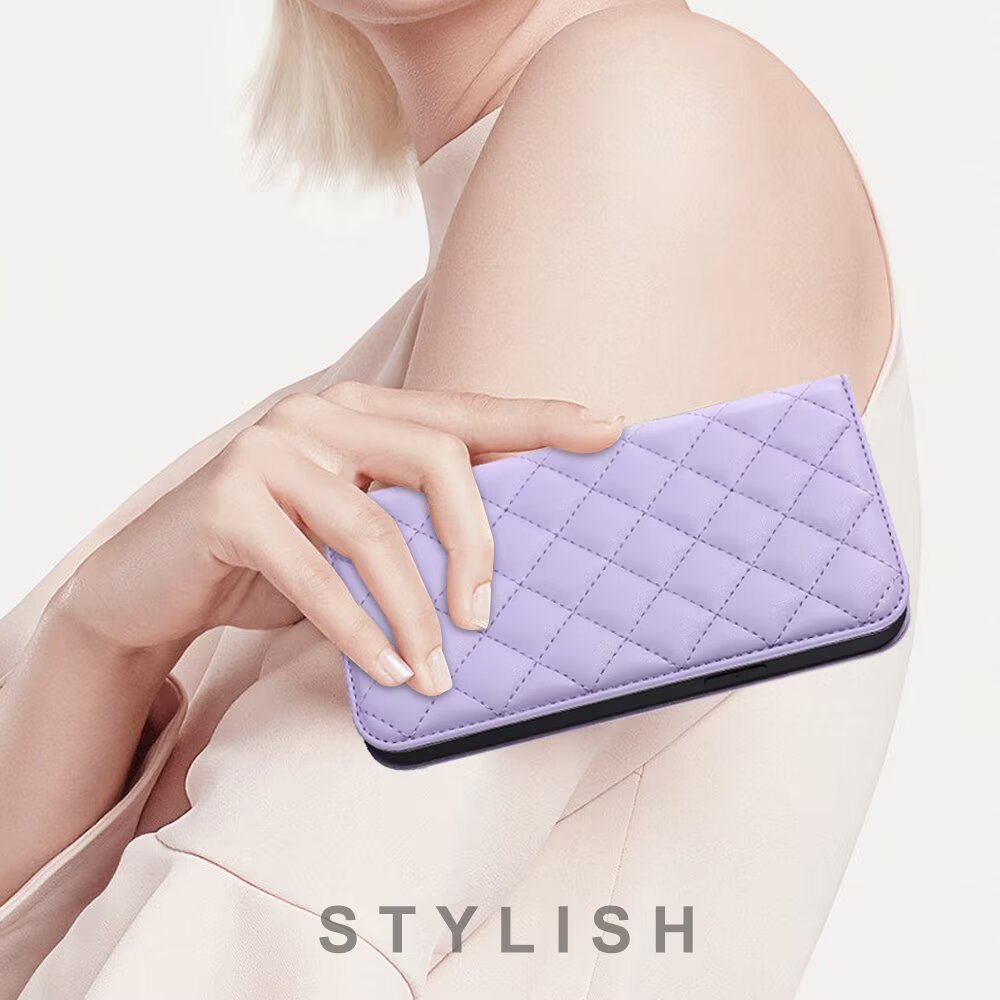 Quilted Leather MagSafe Wallet Case For iPhone 17 16 15 14 13 12 Pro Max Flip Card Slots Kickstand Wireless Charging Cover Q32 - QuiltedCases