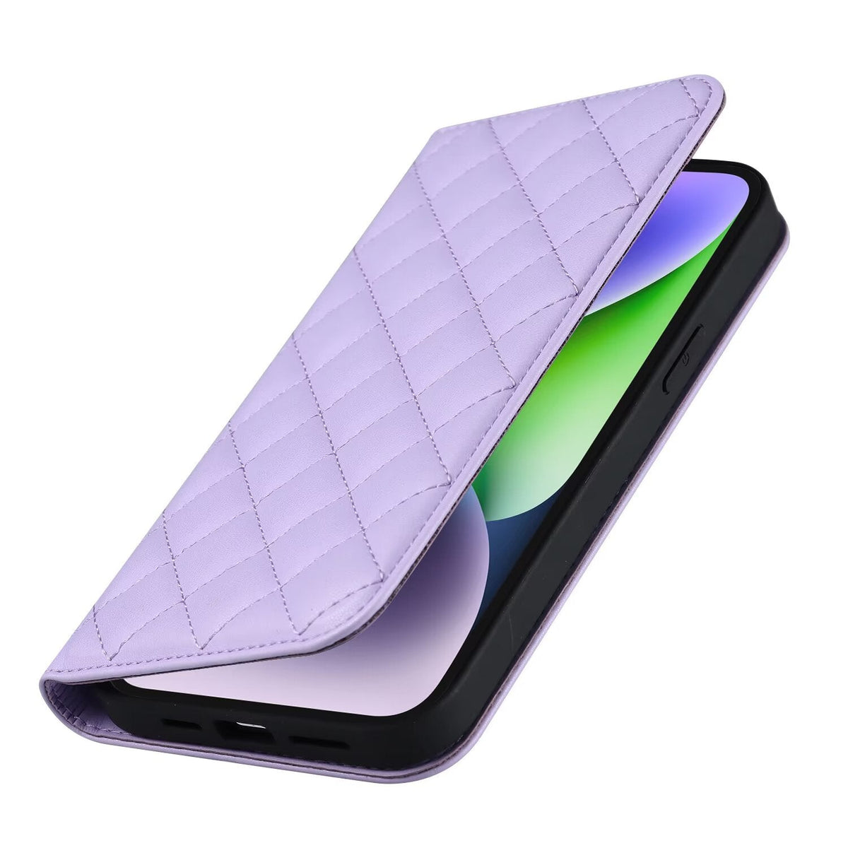 Quilted Leather MagSafe Wallet Case For iPhone 17 16 15 14 13 12 Pro Max Flip Card Slots Kickstand Wireless Charging Cover Q32 - QuiltedCases