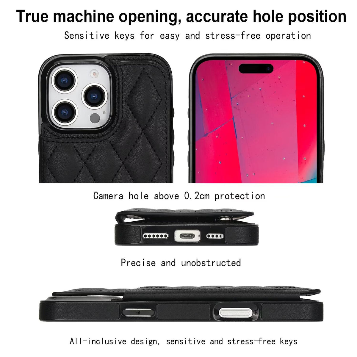 Quilted Leather RFID Blocking Wallet Case For iPhone 17 16 15 14 13 12 8 7 Pro Max Flip Multi Card Slots Q33 - QuiltedCases