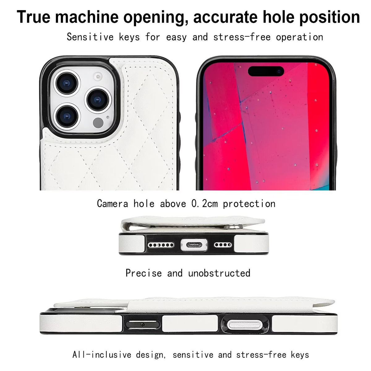 Quilted Leather RFID Blocking Wallet Case For iPhone 17 16 15 14 13 12 8 7 Pro Max Flip Multi Card Slots Q34 - QuiltedCases