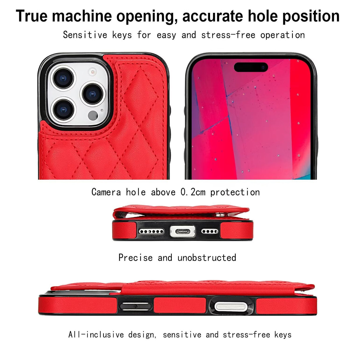 Quilted Leather RFID Blocking Wallet Case For iPhone 17 16 15 14 13 12 8 7 Pro Max Flip Multi Card Slots Q35 - QuiltedCases