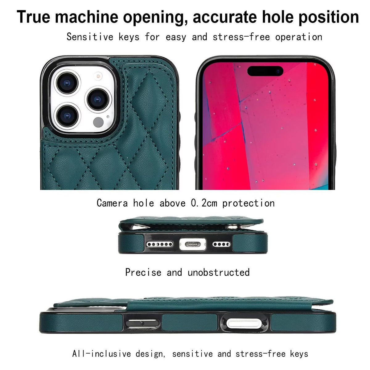 Quilted Leather RFID Blocking Wallet Case For iPhone 17 16 15 14 13 12 8 7 Pro Max Flip Multi Card Slots Q36 - QuiltedCases