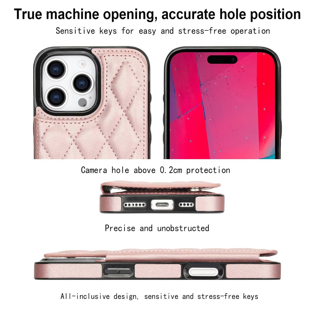 Quilted Leather RFID Blocking Wallet Case For iPhone 17 16 15 14 13 12 8 7 Pro Max Flip Multi Card Slots Q37 - QuiltedCases