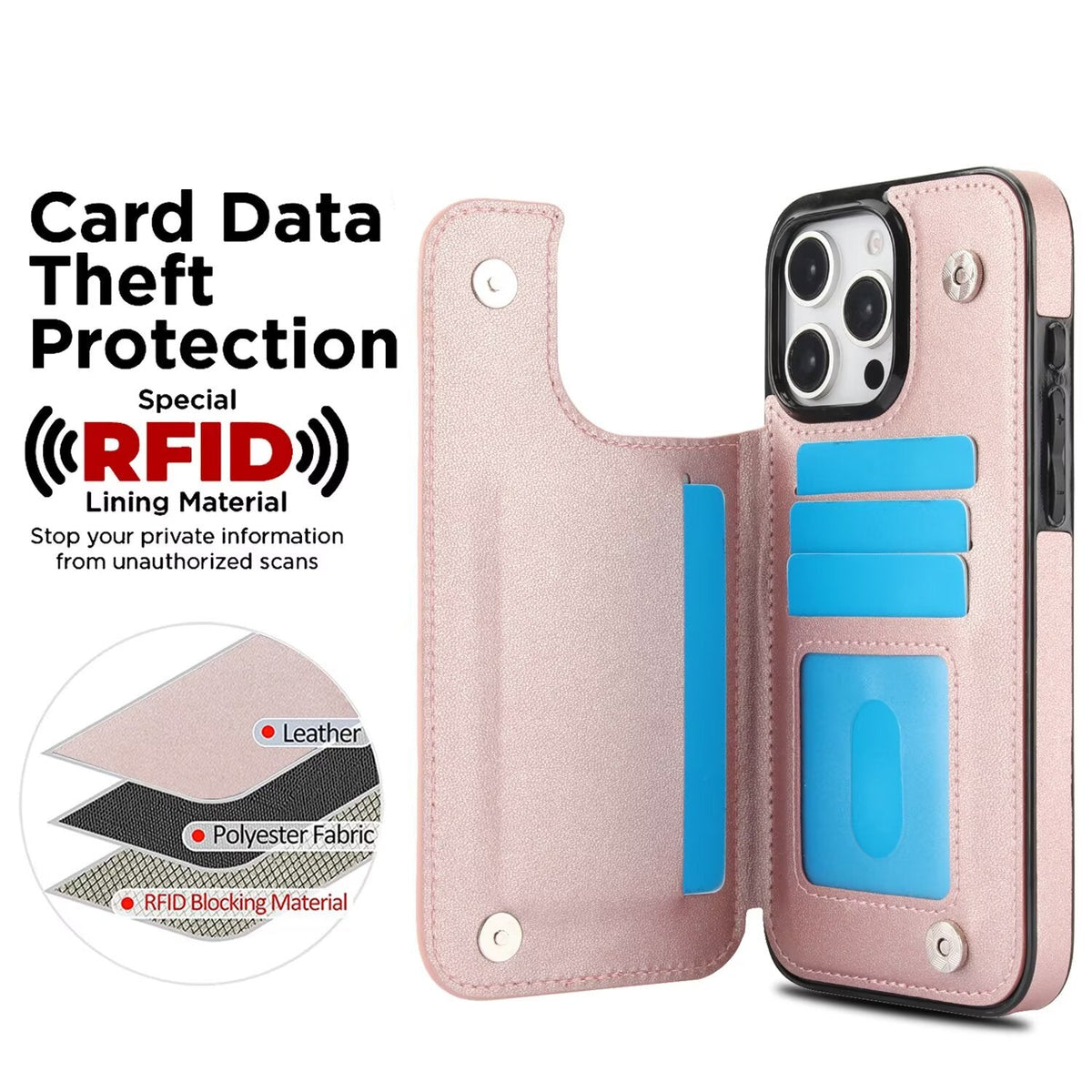 Quilted Leather RFID Blocking Wallet Case For iPhone 17 16 15 14 13 12 8 7 Pro Max Flip Multi Card Slots Q37 - QuiltedCases
