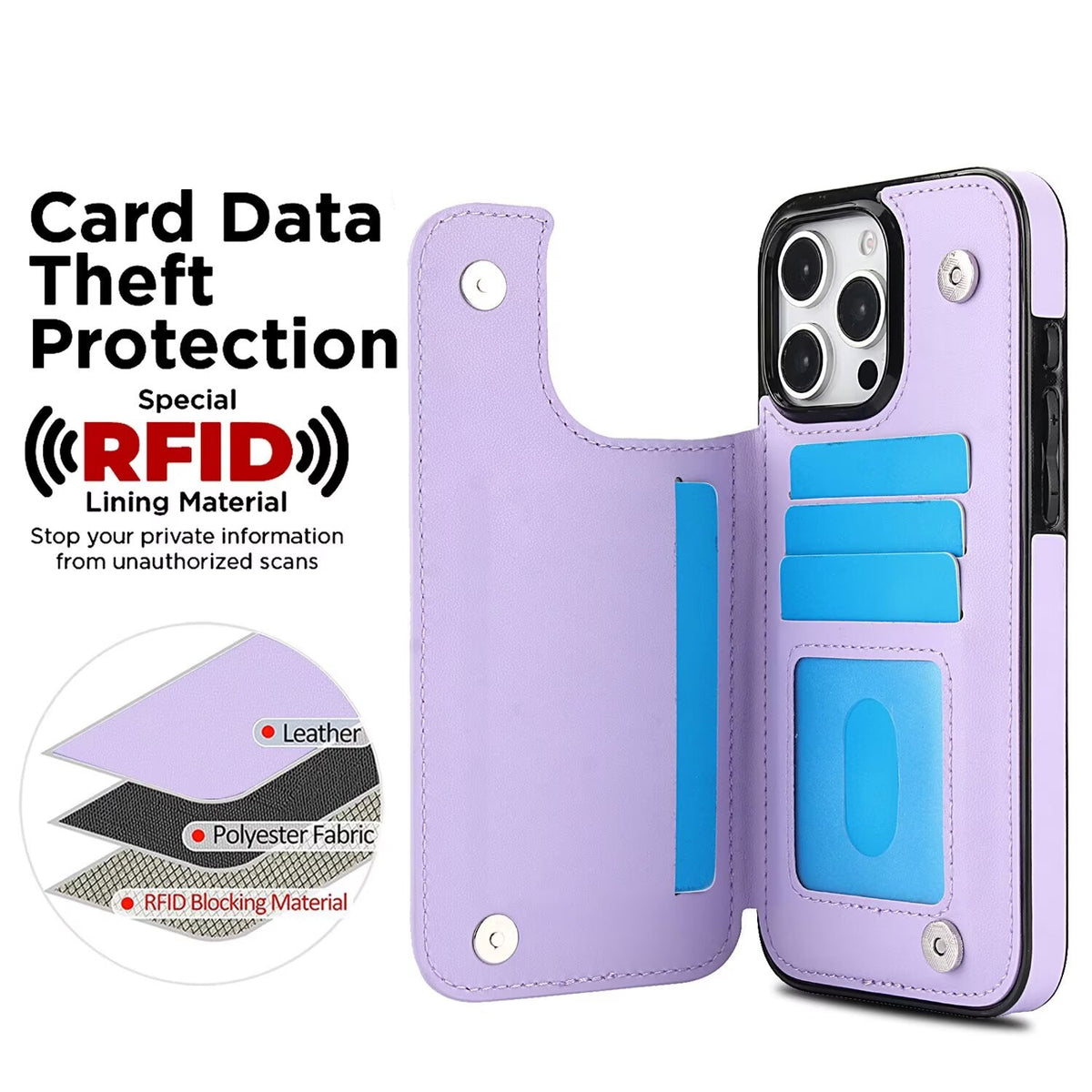 Quilted Leather RFID Blocking Wallet Case For iPhone 17 16 15 14 13 12 8 7 Pro Max Flip Multi Card Slots Q38 - QuiltedCases