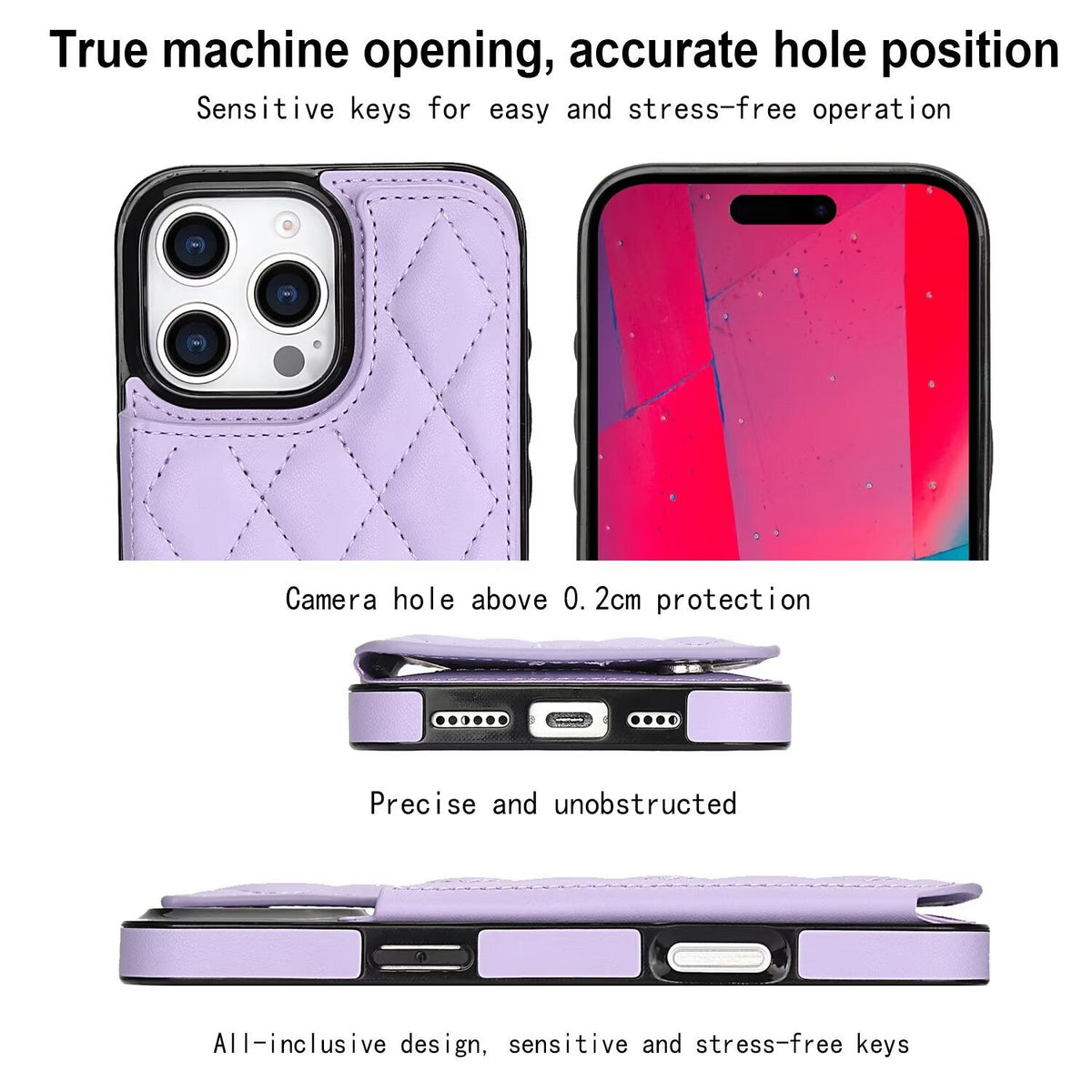 Quilted Leather RFID Blocking Wallet Case For iPhone 17 16 15 14 13 12 8 7 Pro Max Flip Multi Card Slots Q38 - QuiltedCases