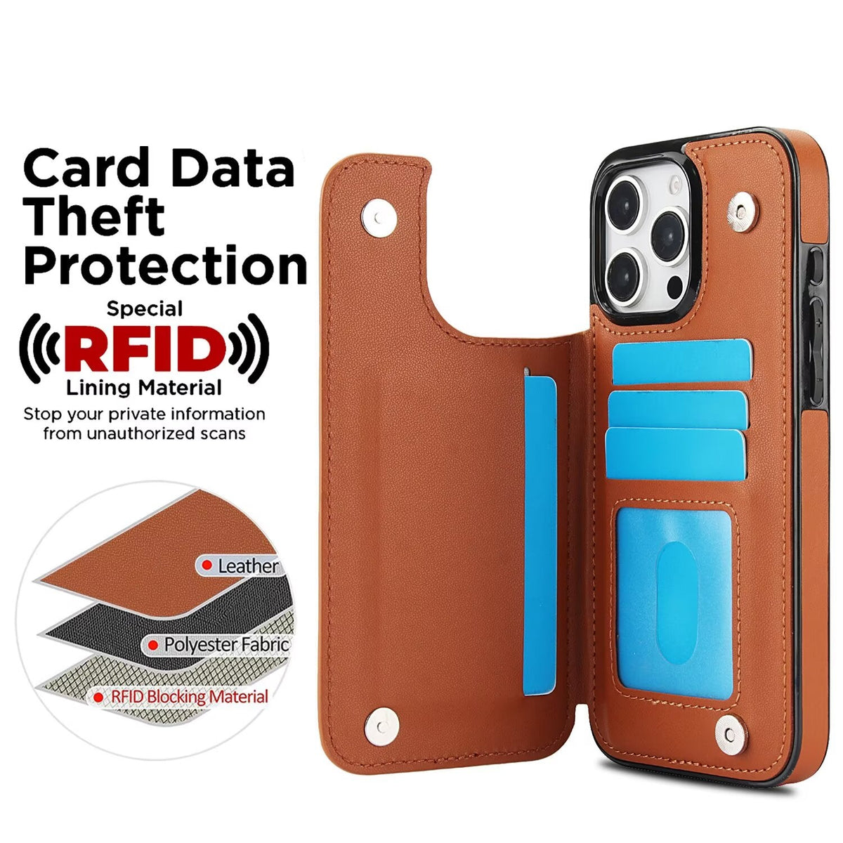Quilted Leather RFID Blocking Wallet Case For iPhone 17 16 15 14 13 12 8 7 Pro Max Flip Multi Card Slots Q39 - QuiltedCases