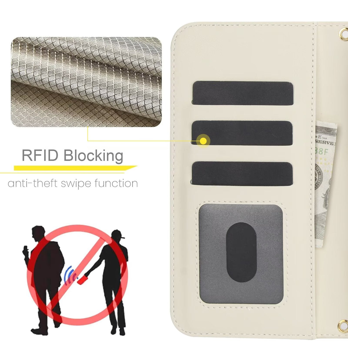 Quilted Leather Wallet Case For iPhone 17 16 15 14 13 12 11 8 7 Pro Max Crossbody Strap Wristlet Flip Folio Card Holder Kickstand Phone Case Q13 - QuiltedCases