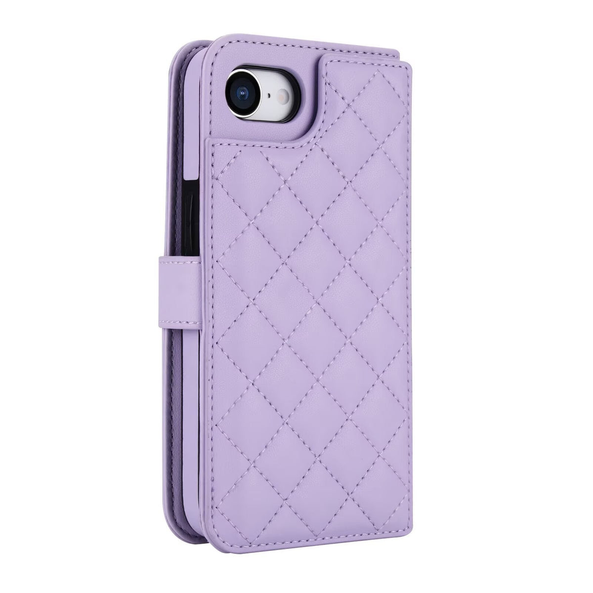 Quilted Leather Wallet Case For iPhone 17 16 15 14 13 12 11 8 7 Pro Max Crossbody Strap Wristlet Flip Folio Card Holder Kickstand Phone Case Q17 - QuiltedCases