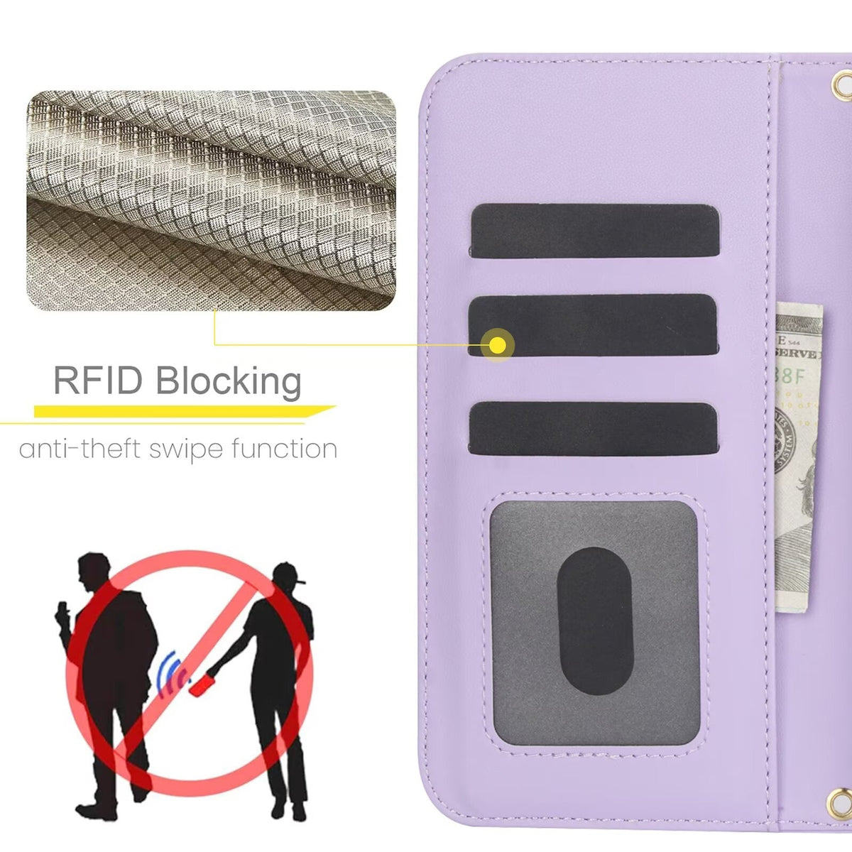 Quilted Leather Wallet Case For iPhone 17 16 15 14 13 12 11 8 7 Pro Max Crossbody Strap Wristlet Flip Folio Card Holder Kickstand Phone Case Q17 - QuiltedCases