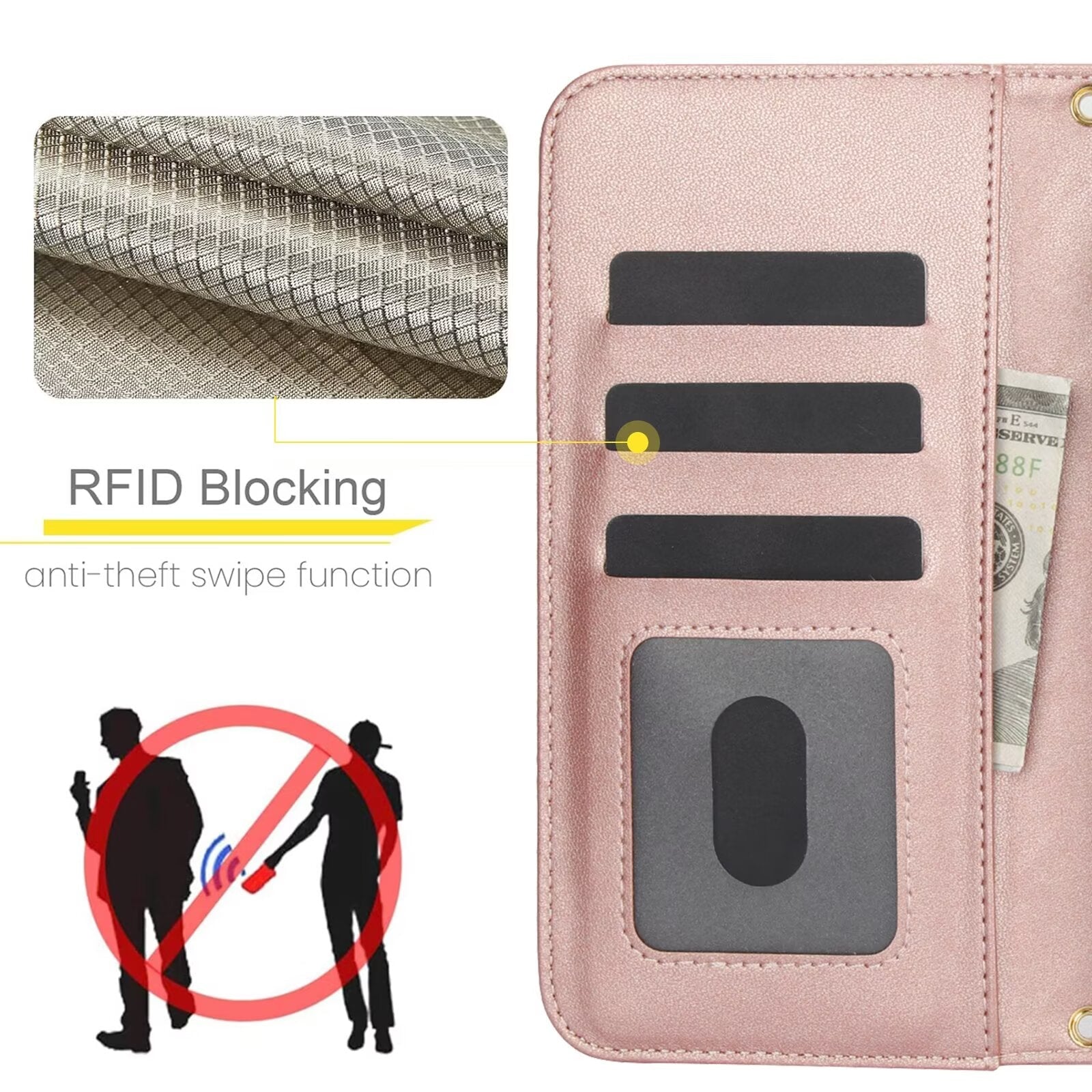 Quilted Leather Wallet Case For iPhone 17 16 15 14 13 12 11 8 7 Pro Max Crossbody Strap Wristlet Flip Folio Card Holder Kickstand Phone Case Q18 - QuiltedCases