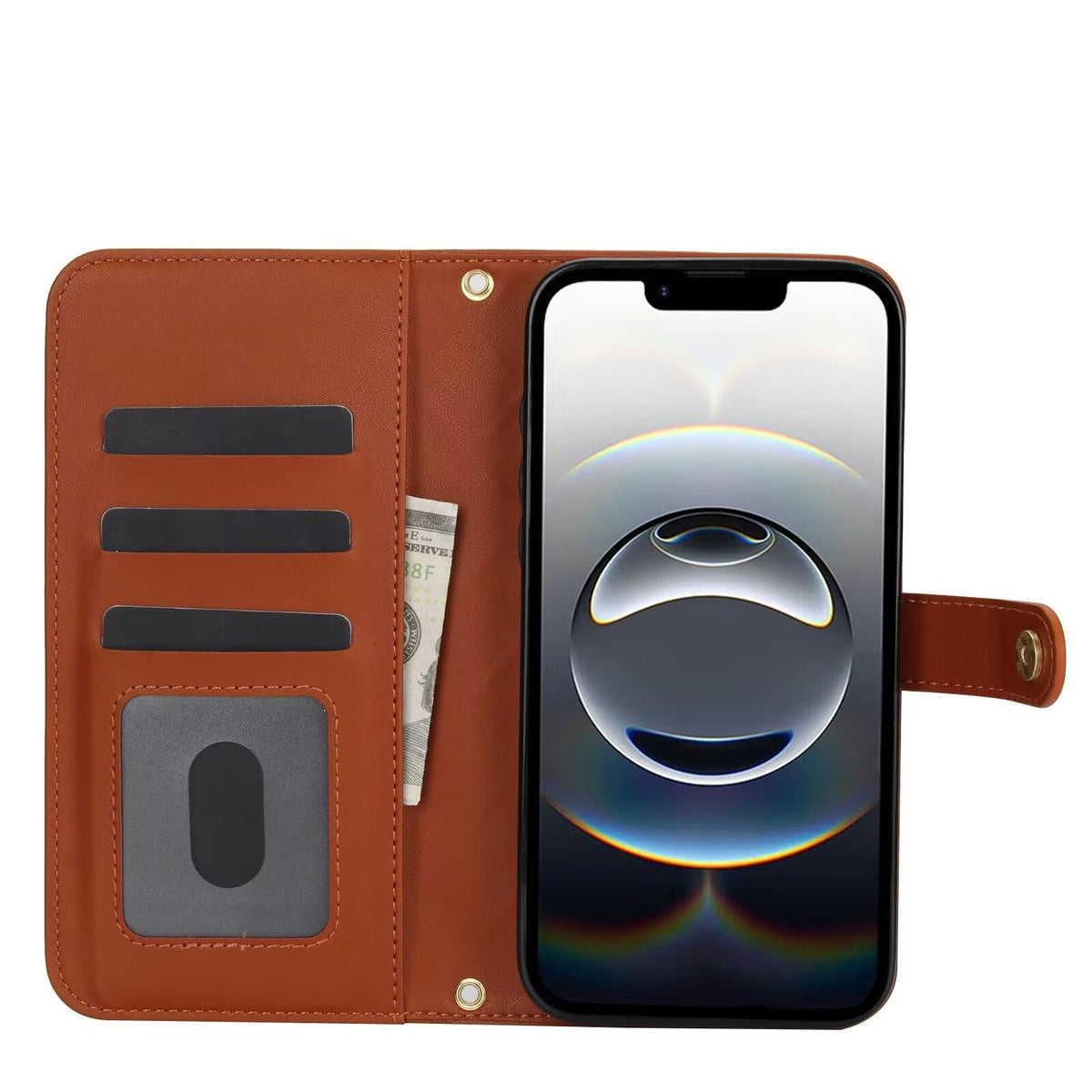 Quilted Leather Wallet Case For iPhone 17 16 15 14 13 12 11 8 7 Pro Max Crossbody Strap Wristlet Flip Folio Card Holder Kickstand Phone Case Q19 - QuiltedCases