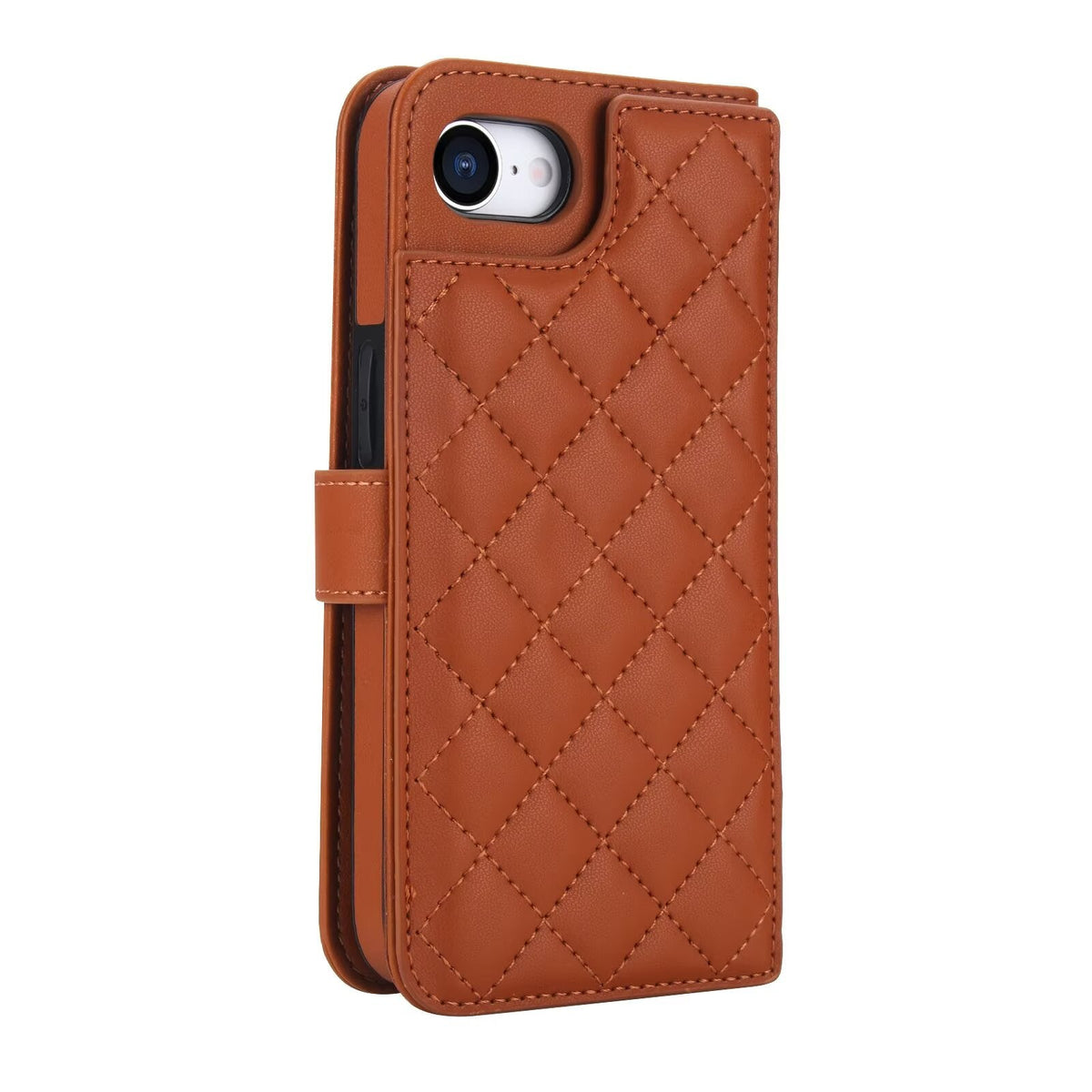 Quilted Leather Wallet Case For iPhone 17 16 15 14 13 12 11 8 7 Pro Max Crossbody Strap Wristlet Flip Folio Card Holder Kickstand Phone Case Q19 - QuiltedCases