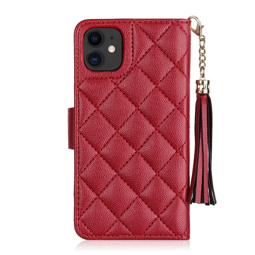 Quilted Leather Wallet Case For iPhone 17/16/15/14/13/12/11 Pro Max MagSafe Q11 - QuiltedCases