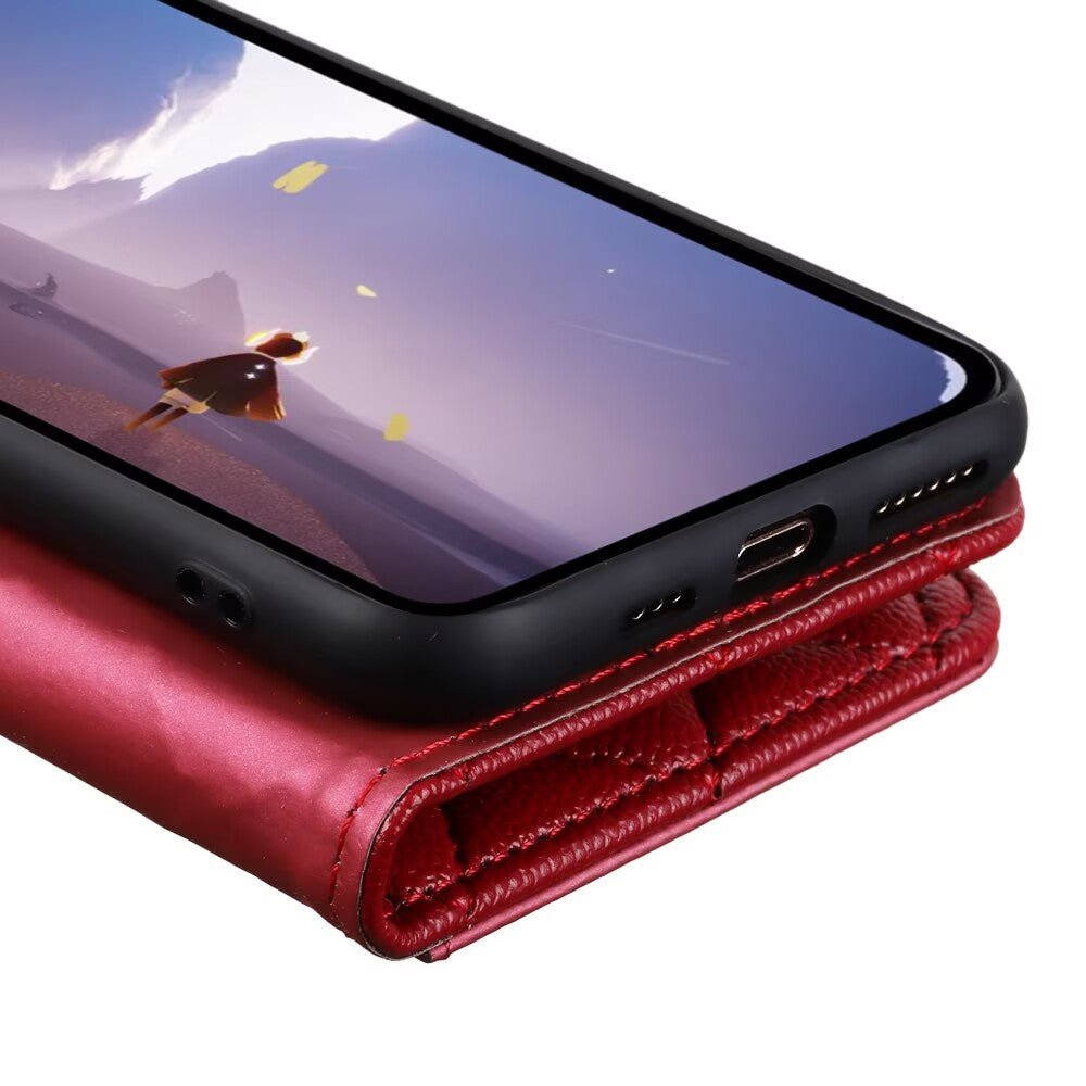 Quilted Leather Wallet Case For iPhone 17/16/15/14/13/12/11 Pro Max MagSafe Q11 - QuiltedCases