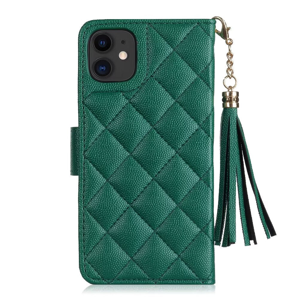 Quilted Leather Wallet Case For iPhone 17/16/15/14/13/12/11 Pro Max Q10 - QuiltedCases