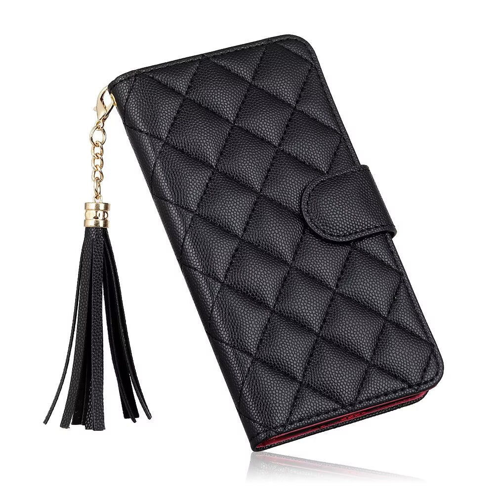 Quilted Leather Wallet Case For iPhone 17/16/15/14/13/12/11 Pro Max Q9 - QuiltedCases