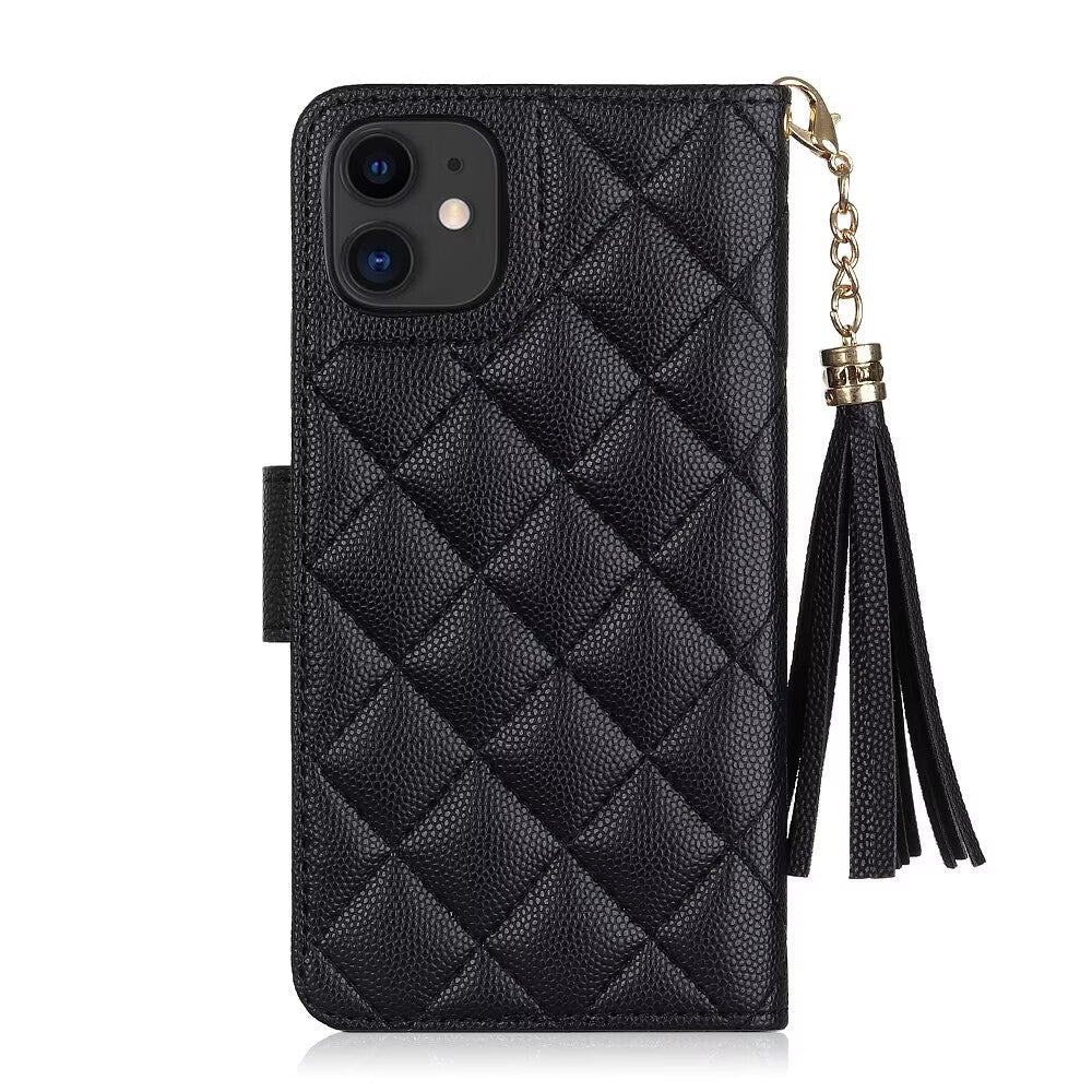 Quilted Leather Wallet Case For iPhone 17/16/15/14/13/12/11 Pro Max Q9 - QuiltedCases